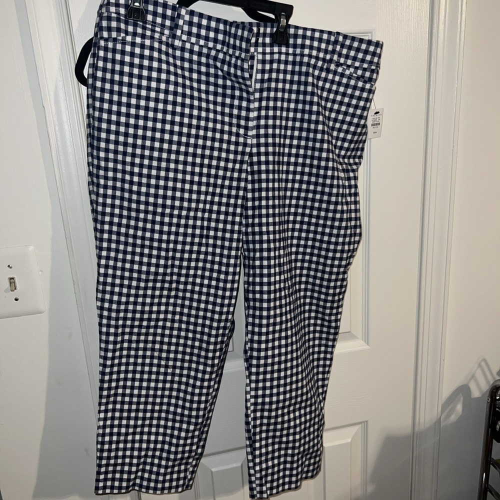 WOMEN'S TALBOTS PERFECT BLUE AND WHITE CROP PANT - SIZE 14 New